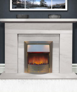 Braga Limestone fireplace shown with an inset electric fire
