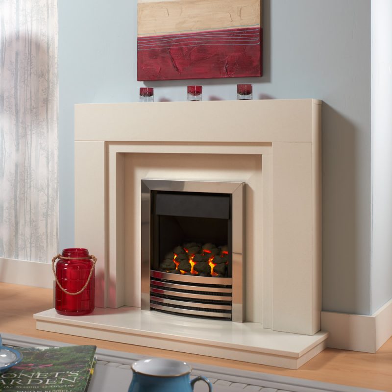 Stepped Modern Marble Fireplace