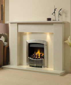 Cambridge marble fireplace in a Nacarado marble with a Flavel Caress Contemporary full depth gas fire