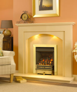 Gracio marble fireplace shown in a marfil stone marble and a full depth gas fire