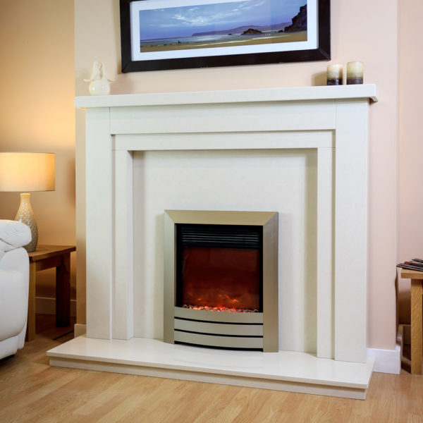 Huntingdon marble fireplace shown in a Polare marble with a Celsi XD camber electric fire