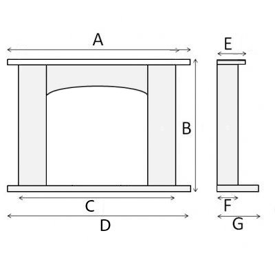 Fireplace package diagram with cueved header
